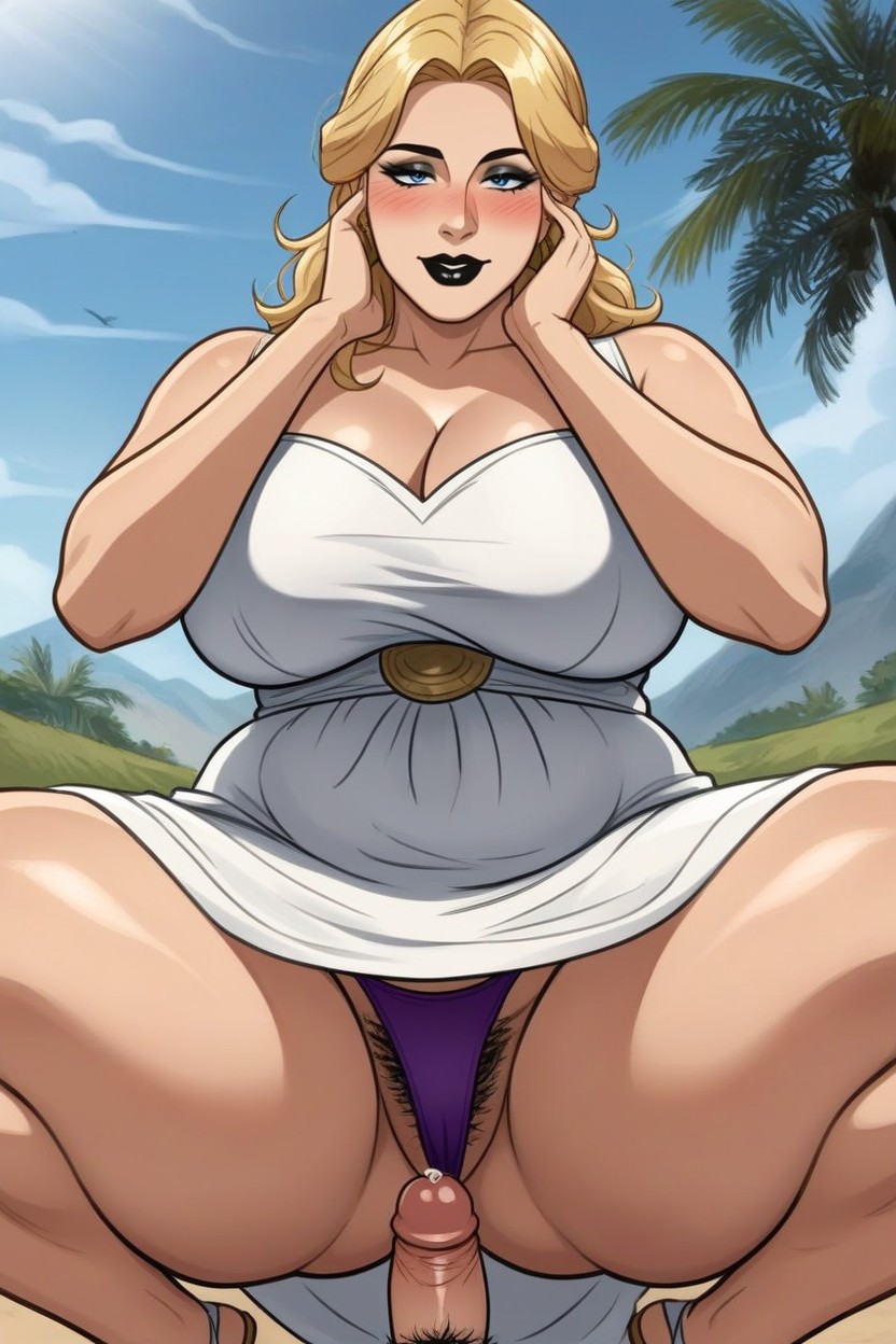 Ponytail, Horny, Blonde Hair MILF AI Porn