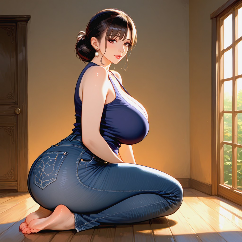 Waist, Voluptuosa, Sitting On The Floor Porno MILF IA