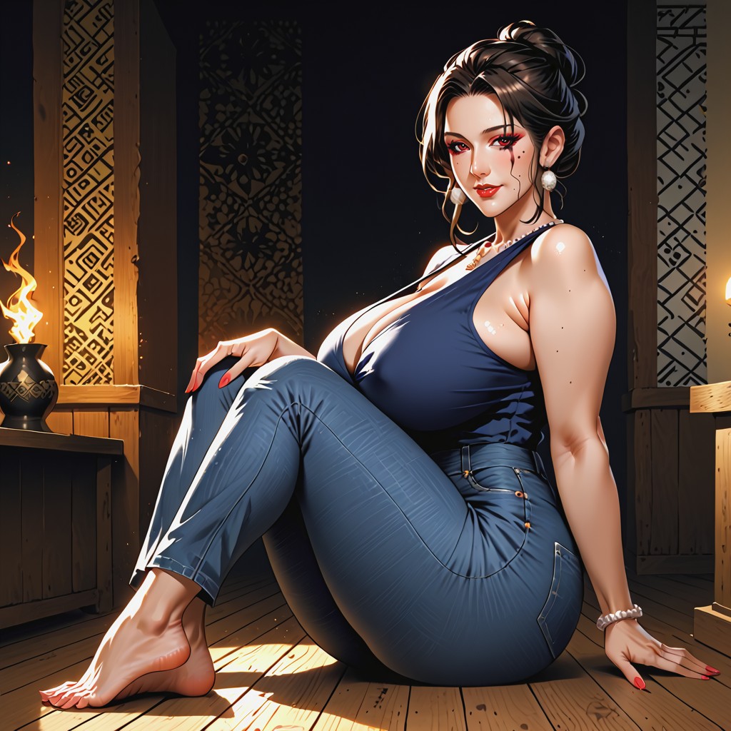 Side Pose, Detailed Illustration, Rounded Breasts MILF AI Porn