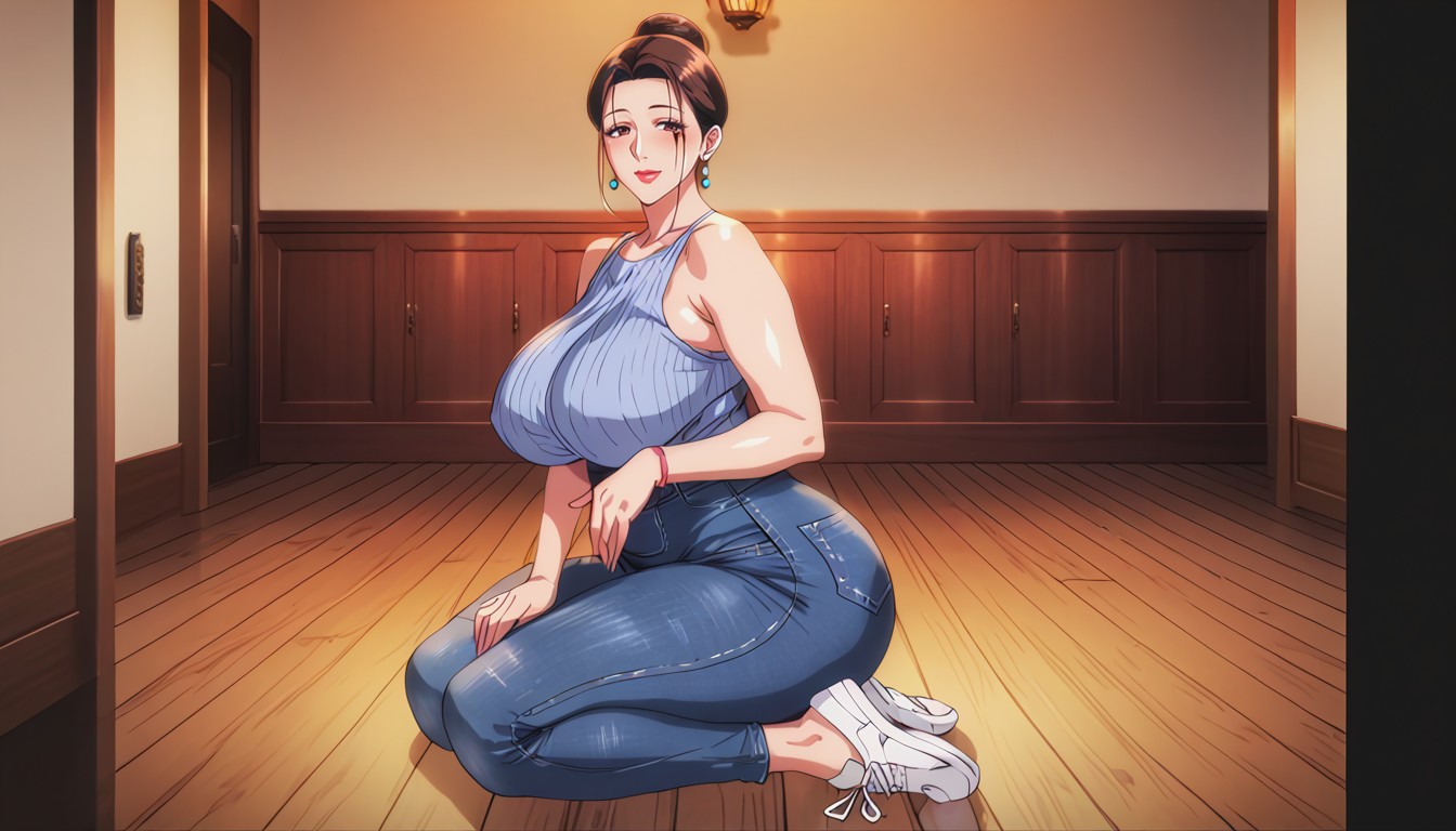 Waist, Bare Shoulders, Brushing Her Babellos MILF AI Porn