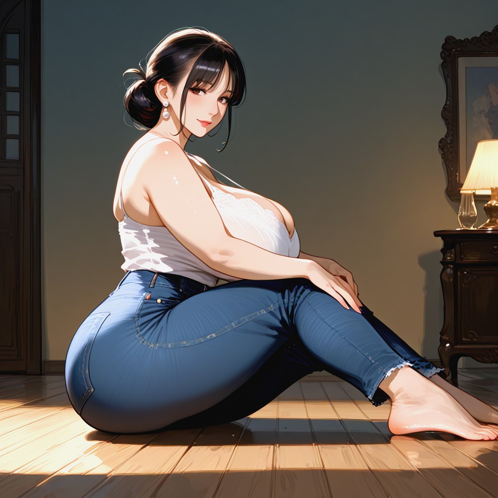Side View, Heavily Makeup Ruined, Ultra-detailed MILF AI Porn