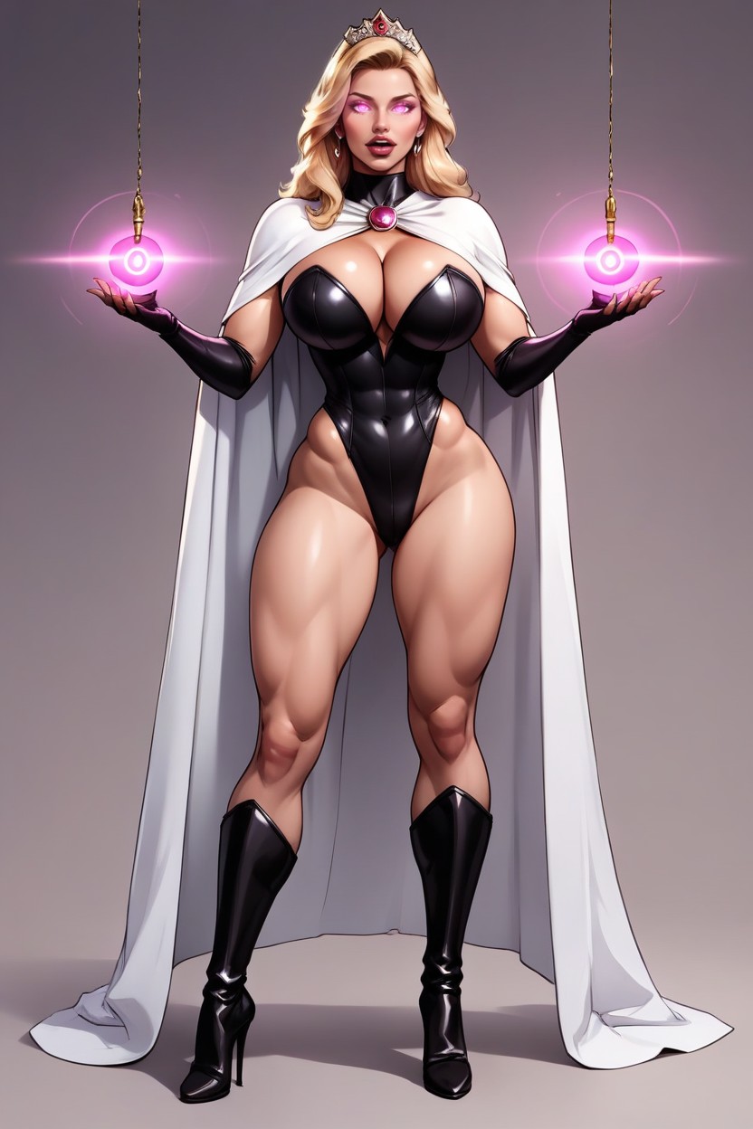 Standing Front Straight With Legs Spread Apart, Facing Viewer, Very Lusty Evil Expression Porno MILF IA