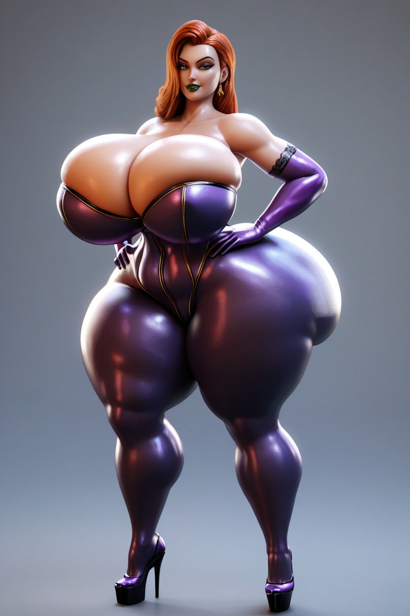 Tight Clothes, Red Sleeveless Dress, Colossal Breast MILF AI Porn