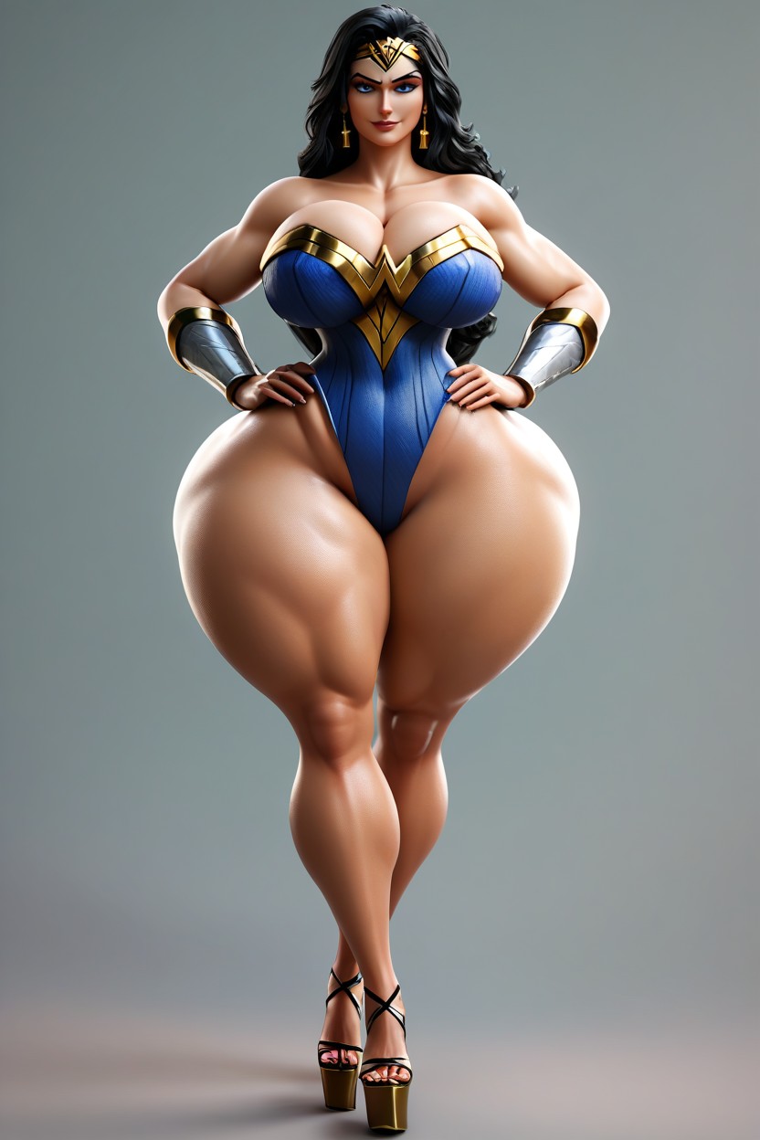 Red And Blue Strapless Leotard, Extremely Large Breasts, Very Tall Woman Porno IA MILF