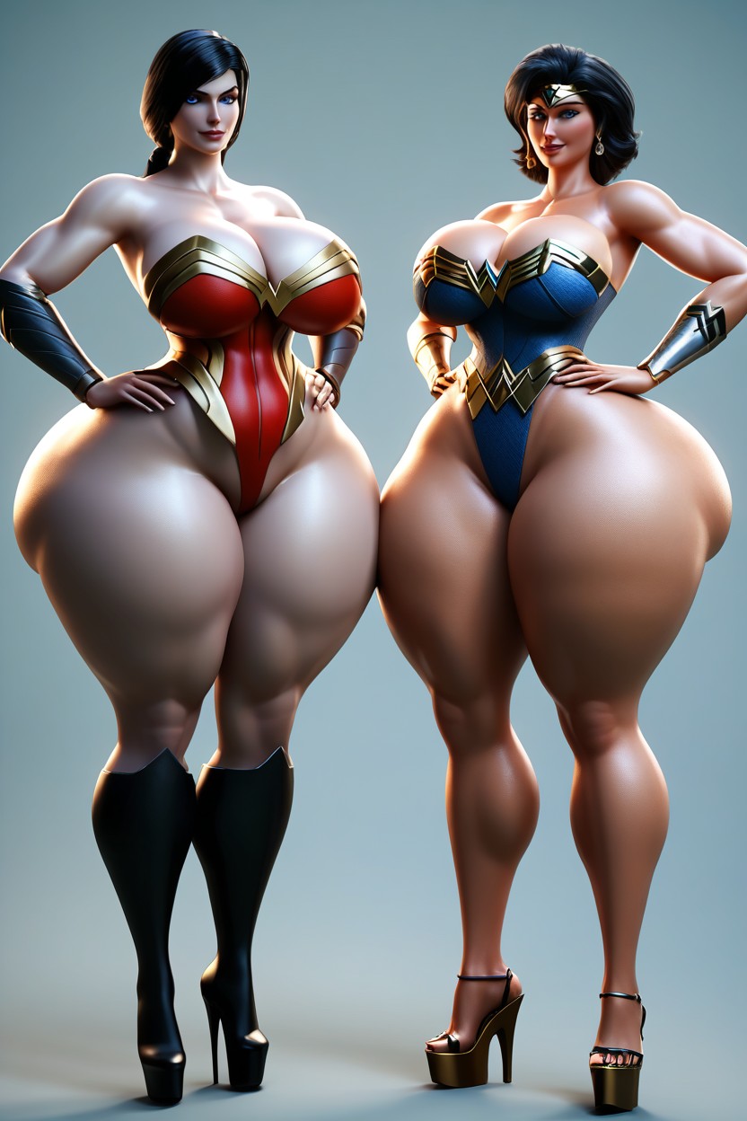 Form Fitting Clothes, White Platform High Heels, Extremely Waist MILF AI Porn