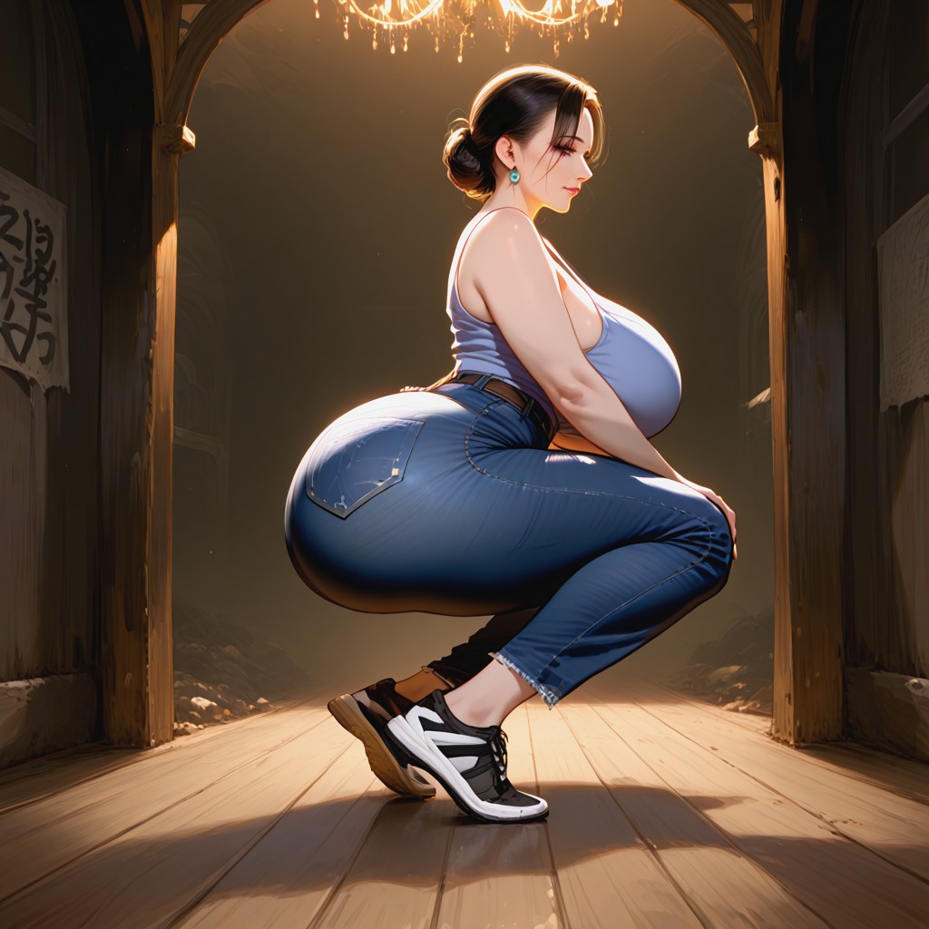 Barefoot, Black Skirt, Ultra-detailed MILF AI Porn