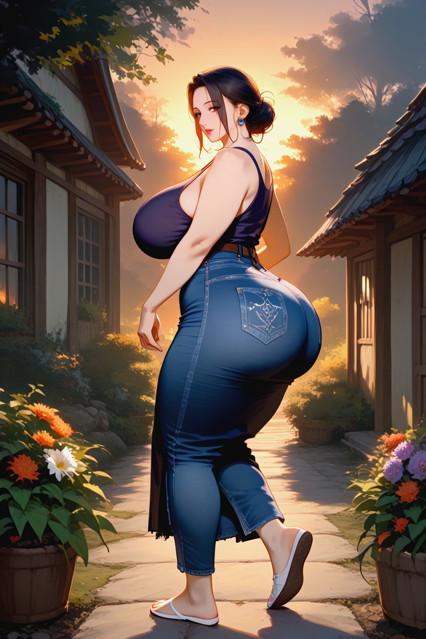 Rounded Ass, Detailed Illustration, Barefoot Porno IA MILF