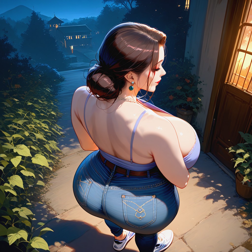 Giant Saggy Breasts, Sports Shoes, Back Pose MILF AI Porn