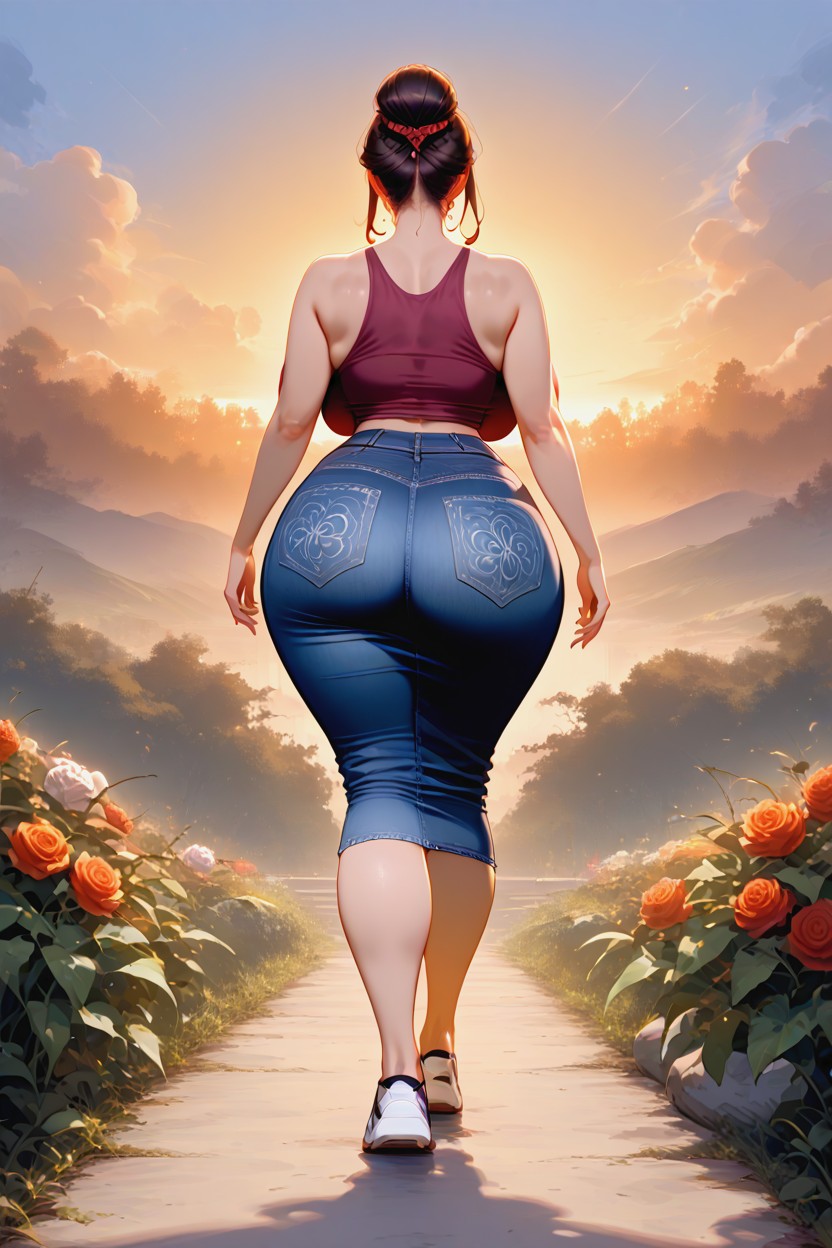 Waist, In Abandoned Garden, Colossal Butt MILF AI Porn