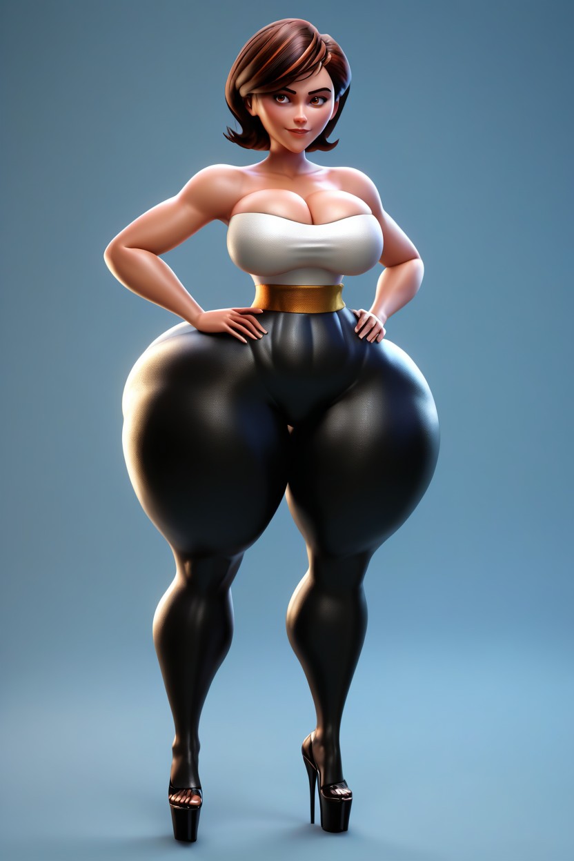 Top Sin Tirantes, Escote, Black Platform High Heels Porno MILF IA