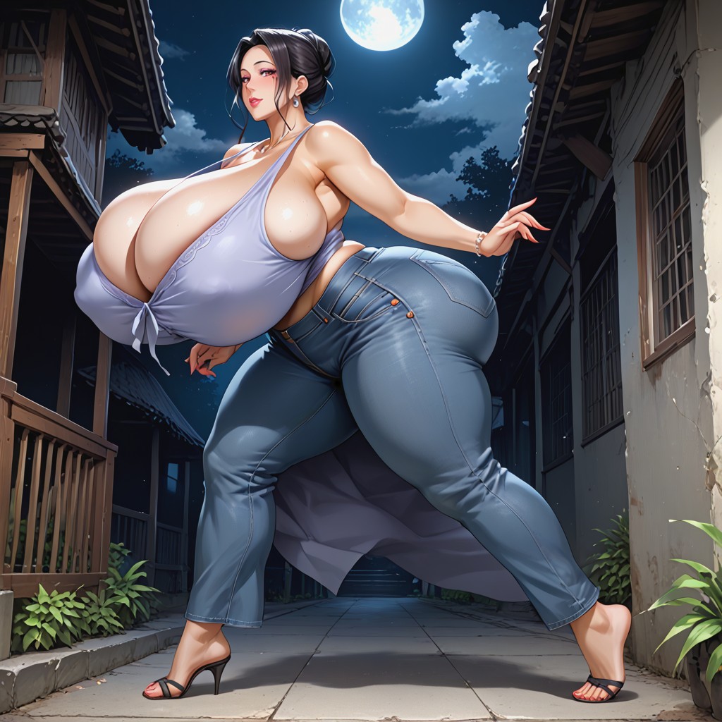 Voluptous Butt, 50+, At Night MILF AI Porn