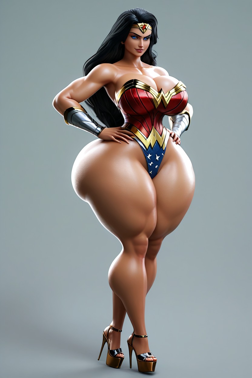 Black Hair, Thick Thighs, Cleavage MILF AI Porn