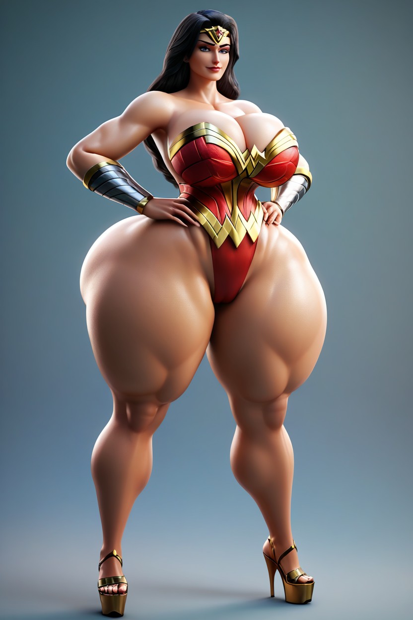 Hourglass Figure, Full Body, Amazon Goddess MILF AI Porn