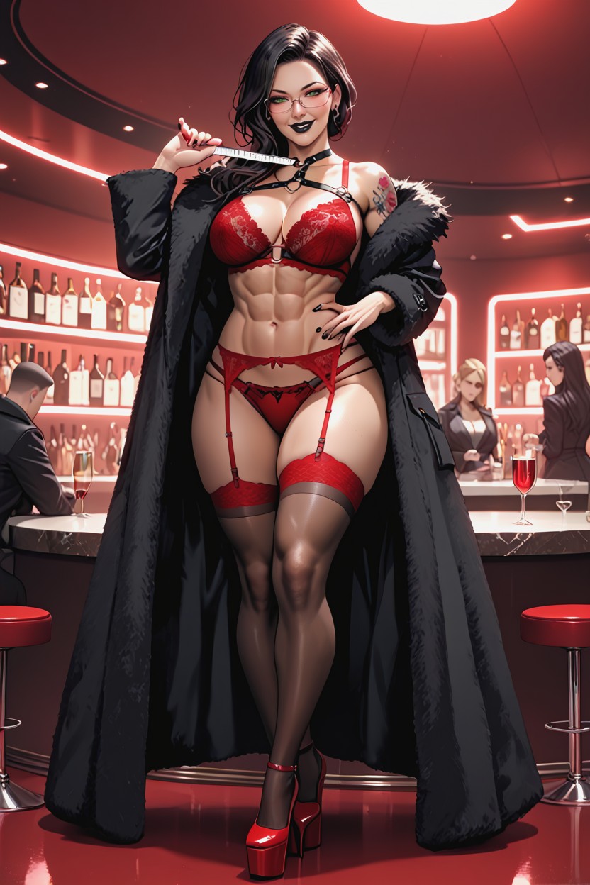 Model, Glasses, Thick Thighs MILF AI Porn