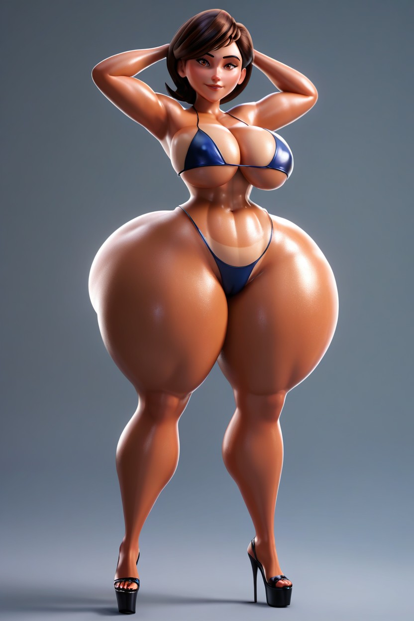 Extremely Large Breasts, Colossal Breasts, Oiled Skin MILF AI Porn