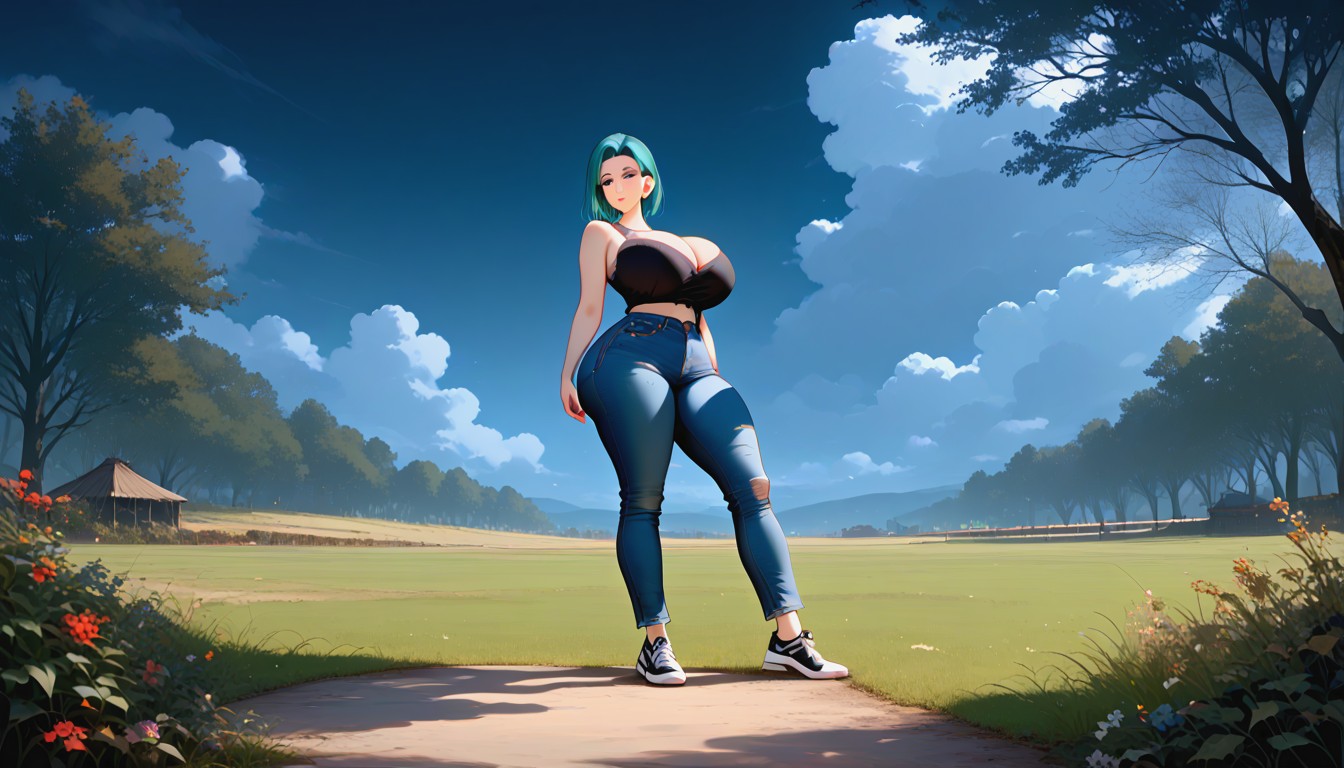 Massive Breasts, Bulma Chichi Android, Front Pose Porno MILF IA