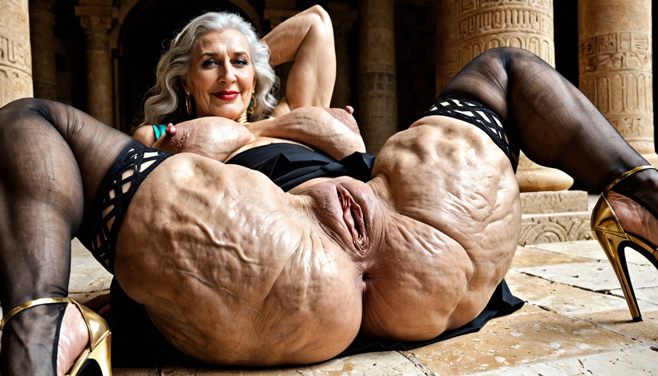 Knees On A Stone, Skirt, Medium Ass MILF AI Porn