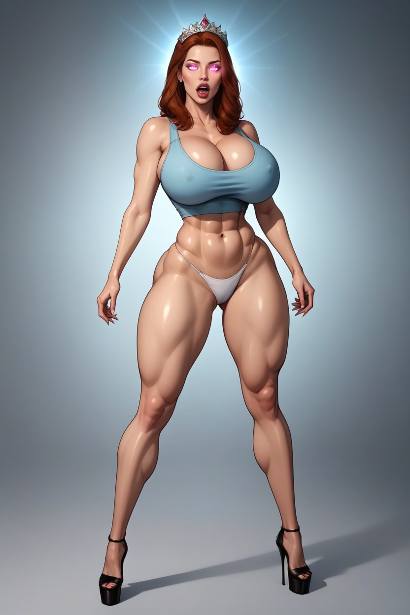 Medium-length Auburn Hair, Full Body Front View, Legs Apart MILF AI Porn