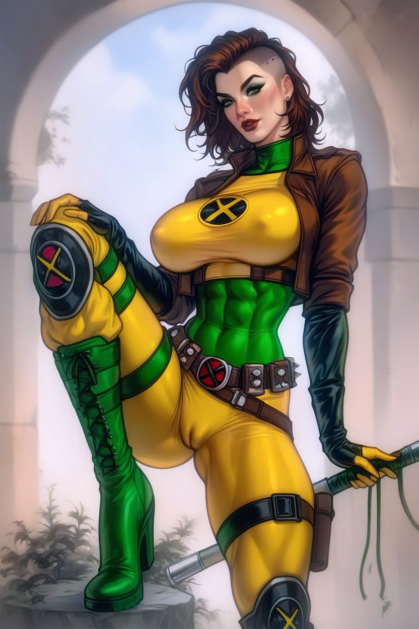 Rogue X-men, Droopy Boobs, Huge Perfect Balloon Boobs MILF AI Porn
