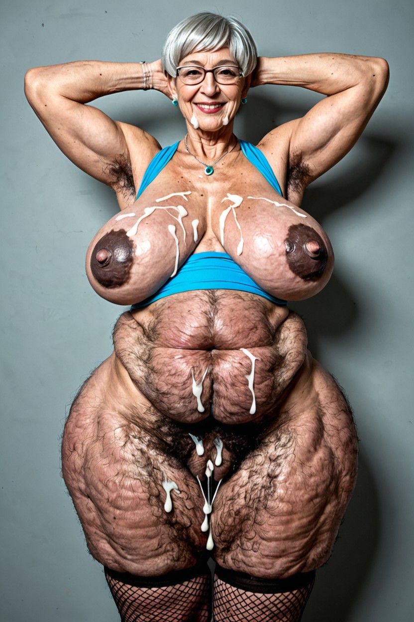 Cum Covered Face, Bukakke, Grandma Outfit Porno MILF IA