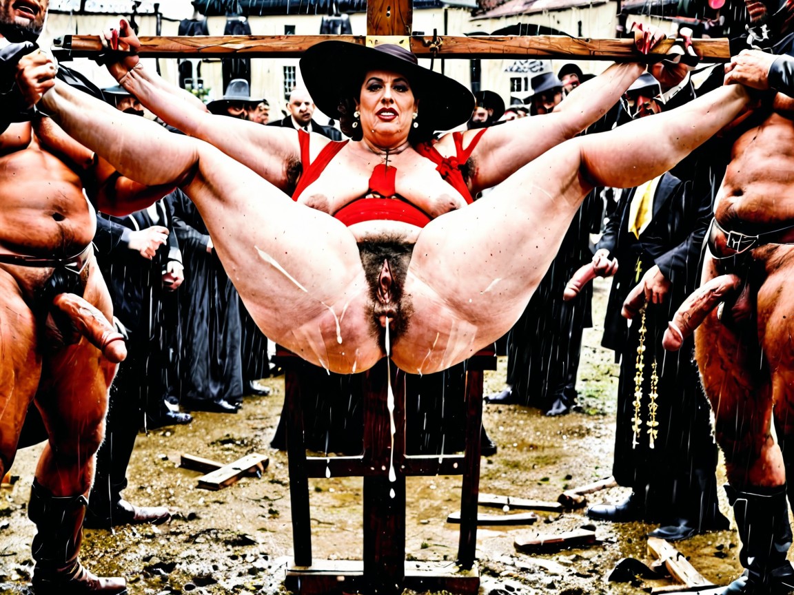 Seductive Pose, And Thick Dicks Surrounding The Woman, Crucifixion Punishment MILF AI Porn