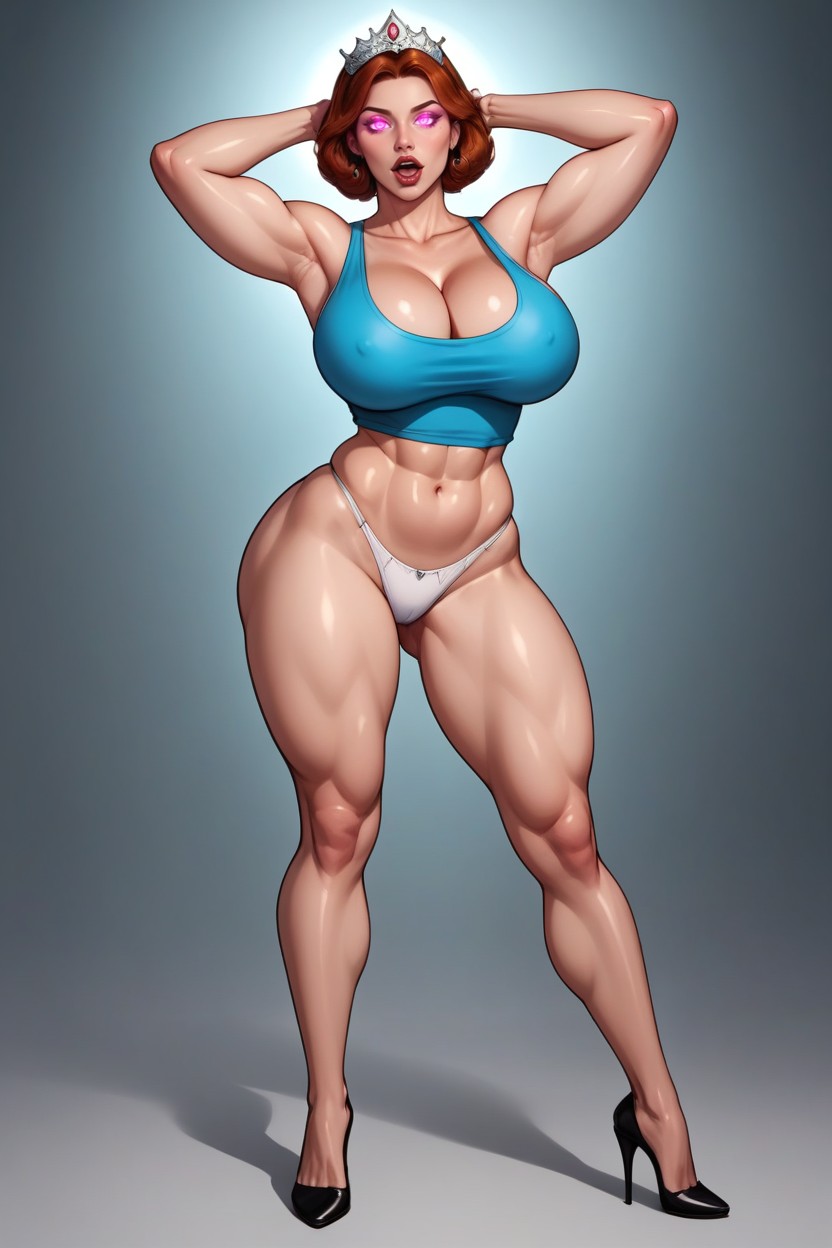 Full Body Standing Fully Straight At Viewer, Volumetric, Triple Size Breasts MILF AI Porn