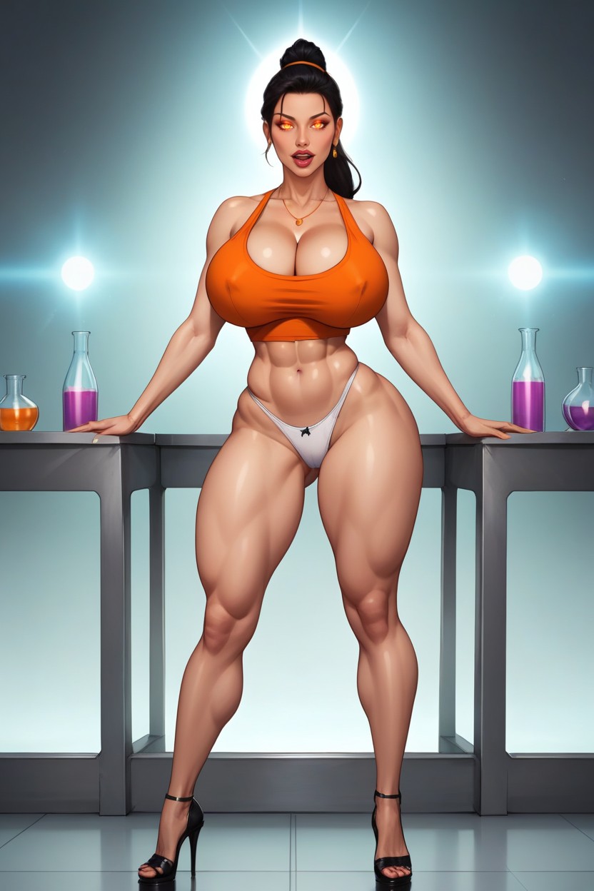 Standing In Supervillain's Lab, Sexymom, Fully Detailed Hair MILF AI Porn