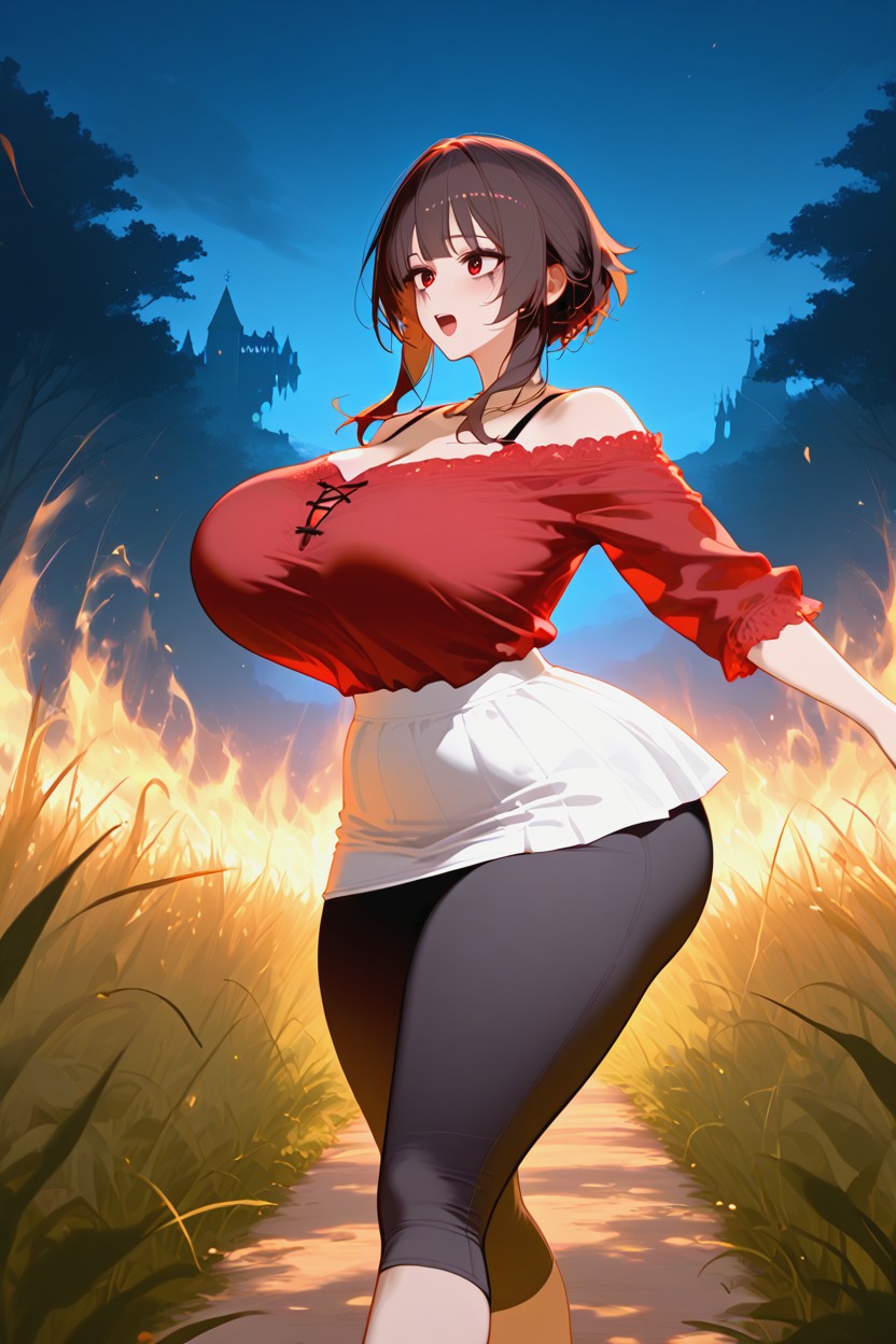 Megumin Aqua, Black Yoga Pants, Illustration MILF AI Porn