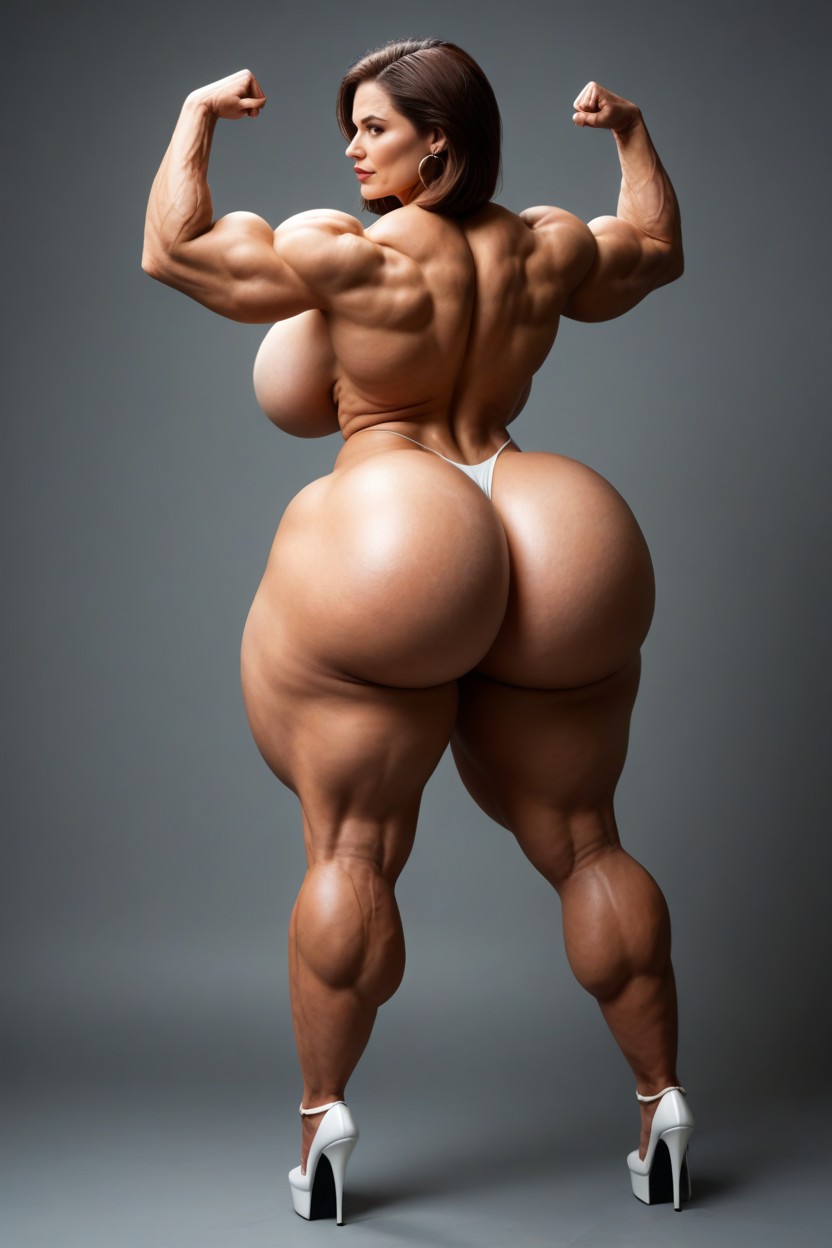 White Thong, Flexing, Hyper Bubble Butt MILF AI Porn