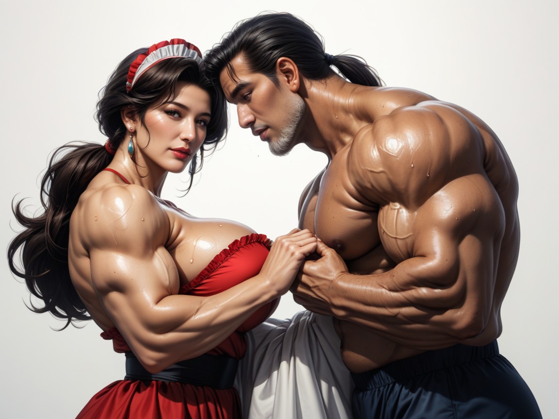 Developed Muscle Groups, Arms Spread, Woman, Huge Latissimus Dorsi MILF AI Porn
