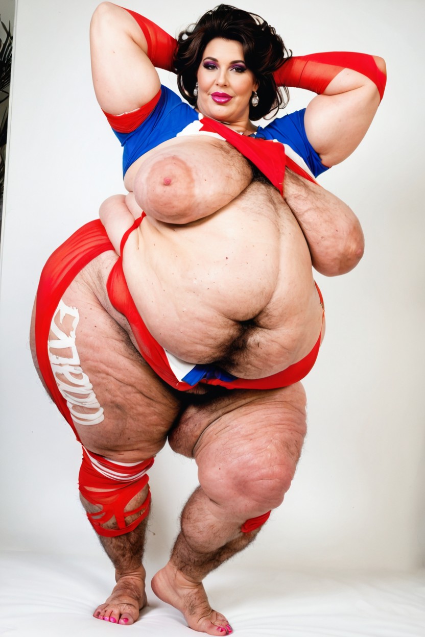 Fat Rolls, Soft Pudgy Pretty Fat Belly, Sweaty MILF AI Porn