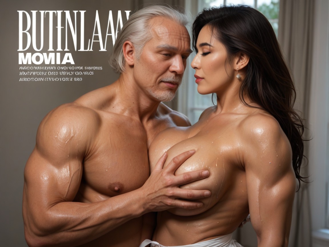 Developed Muscle Groups, Magazine Cover, Arms Spread,a Couple, Super Developed Muscle Groups MILF AI Porn