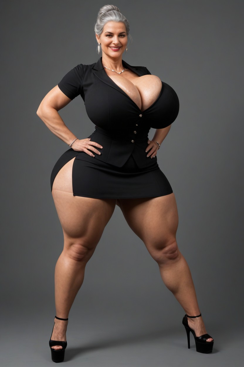 Looking At Viewer, Huge Bbl, Front View MILF AI Porn