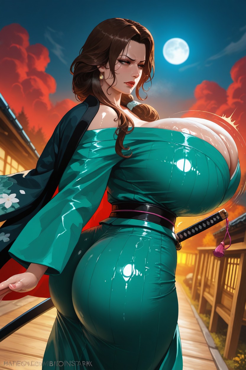 Japanese, Gigantic Breasts, Katana Sword Porno MILF IA