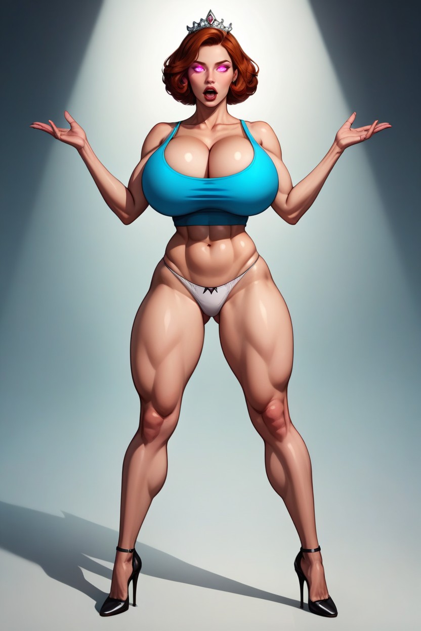 Fit, Mouth Open, Glowing Dark Pink Eyes MILF AI Porn