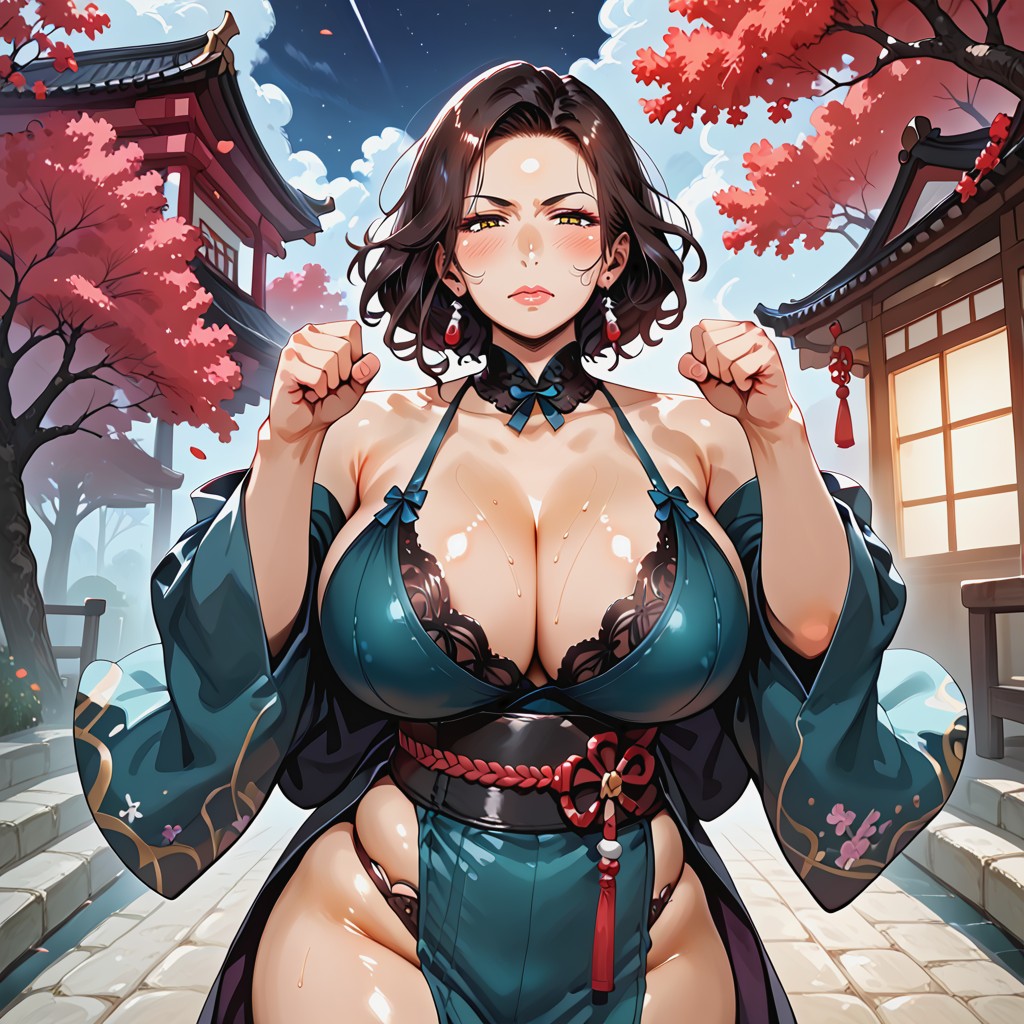 Night, Near A House Japanese, Skirt Japanese MILF AI Porn
