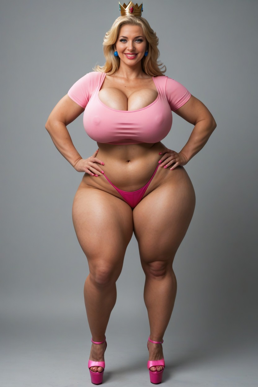 Tight Clothes, Pink Thong, Facing Viewer MILF AI Porn