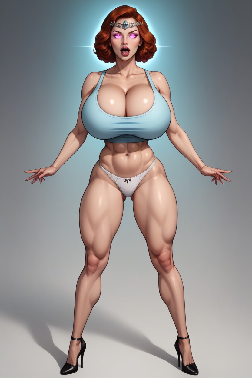 Full Body Standing Fully Straight At Viewer, Massive Breasts, Perfect Model Body MILF AI Porn