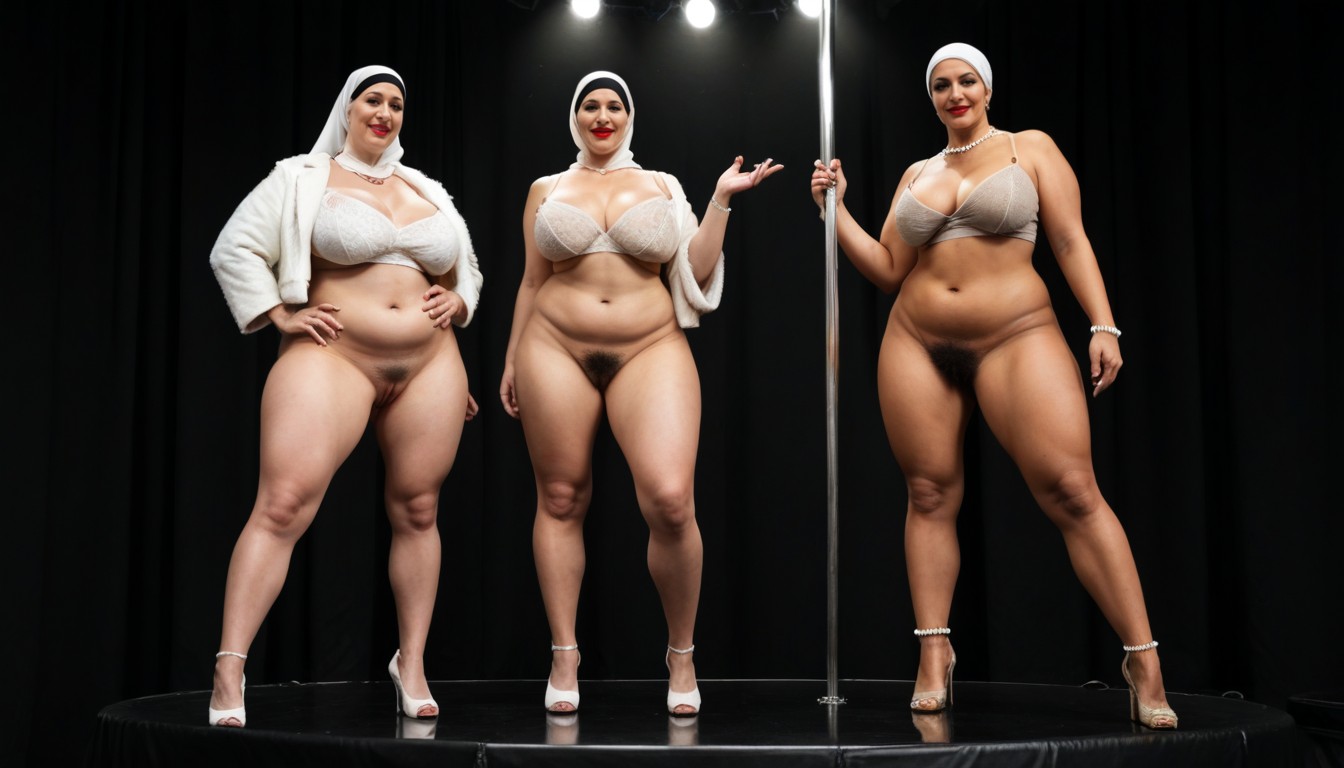 Obese, Model Pose, 2 People MILF AI Porn
