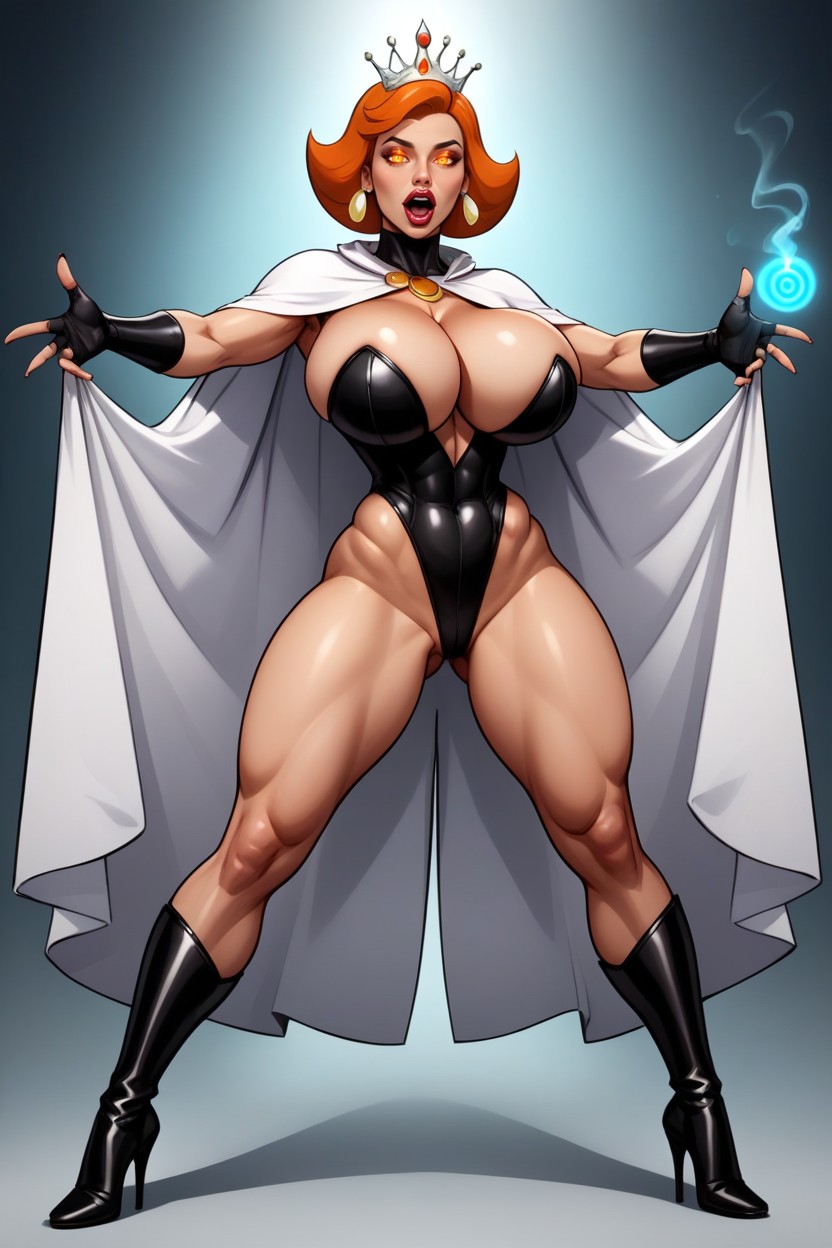 Legs Apart, Dark Leotard, Bimbo MILF AI Porn