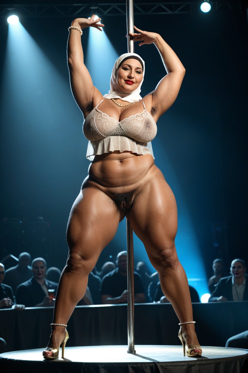 On Stage, Strip Club, Pussy Juice Dripping MILF AI Porn