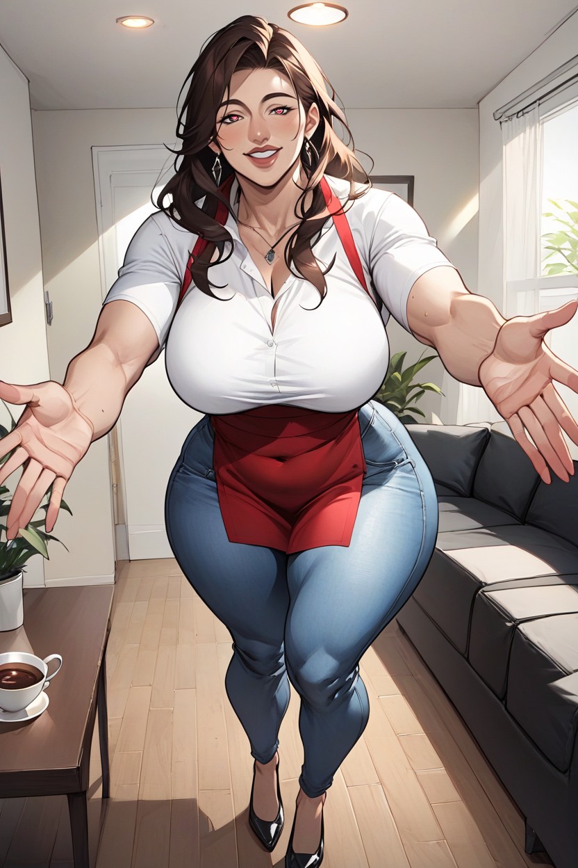 Living Room, Front View, Casual MILF AI Porn