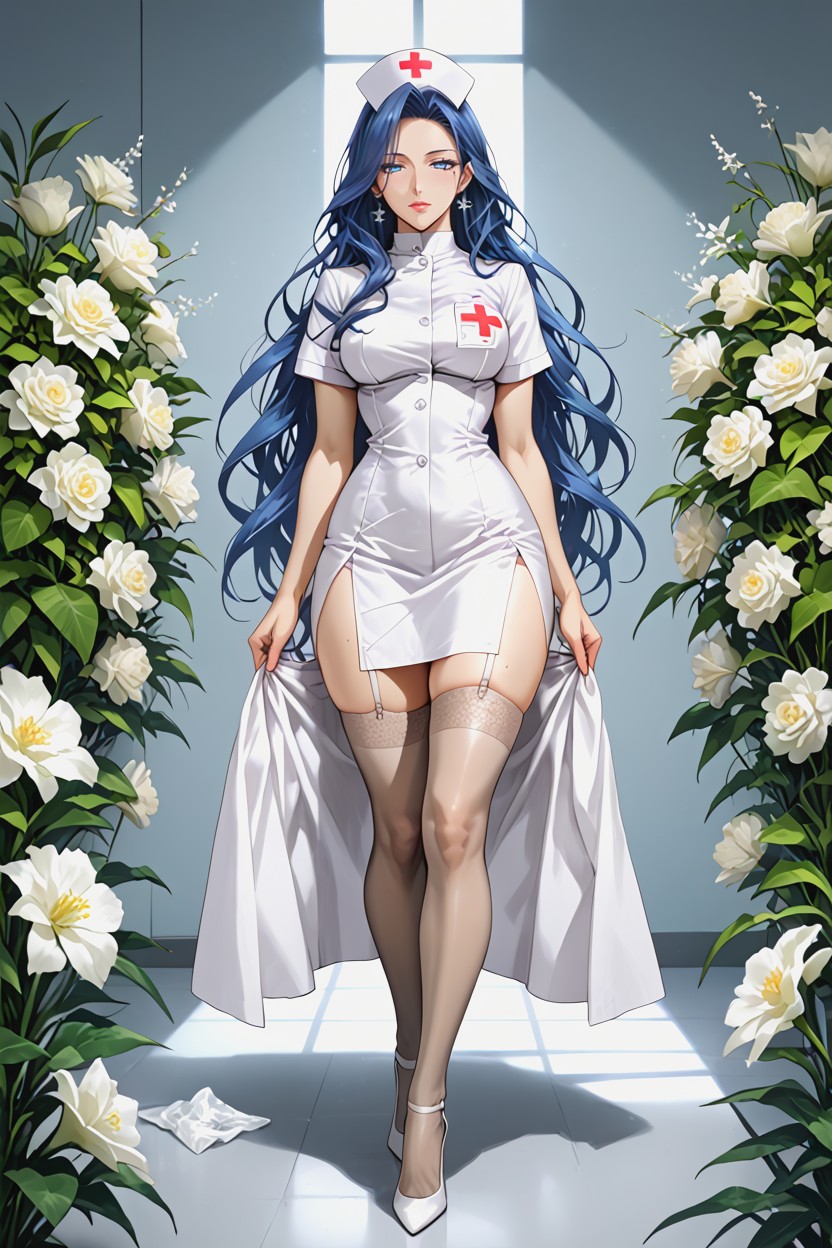 Nurse, Beauty Doctor, Light Blue Hair MILF AI Porn