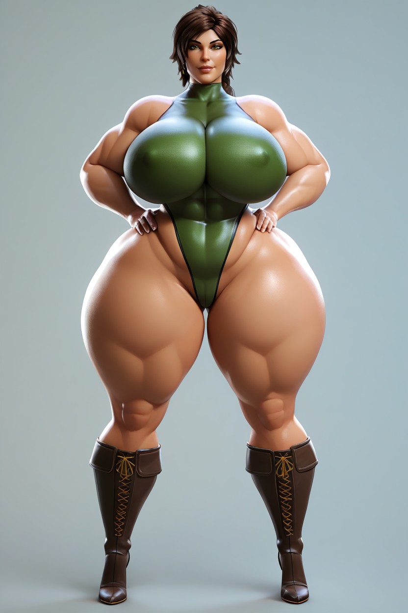 Enormous Ass, Extremely Curvy, Brown MILF AI Porn