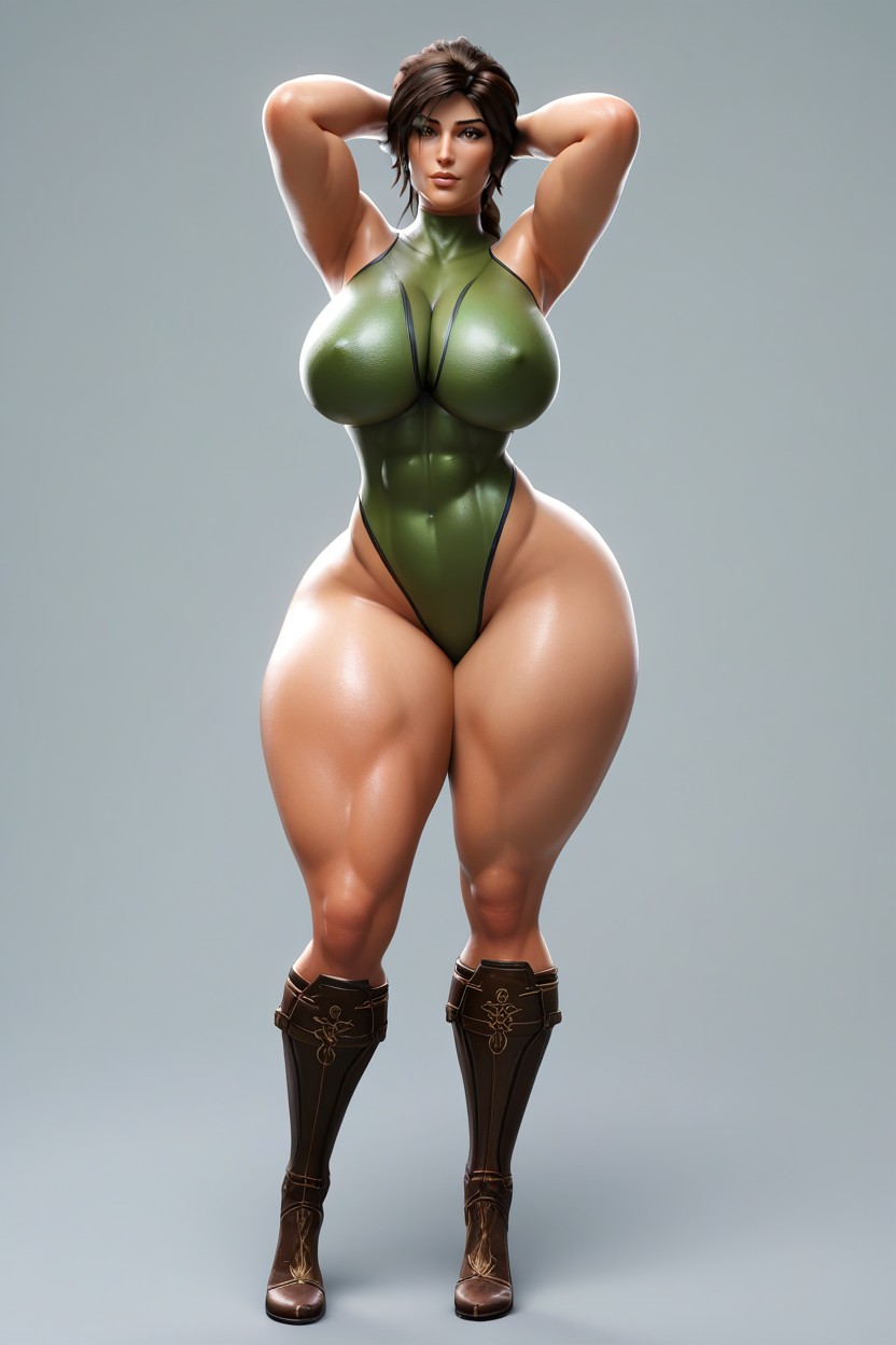 Facing Viewer, Standing Legs Spread, Very Curvy MILF AI Porn