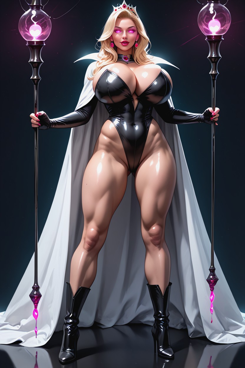 Dark Leotard, Standing Up Straight, Black High Heel Boots MILF AI Porn