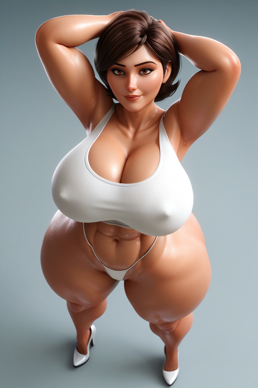 Facing Viewer, Extremely Thick Thighs, Extremely Tall MILF AI Porn