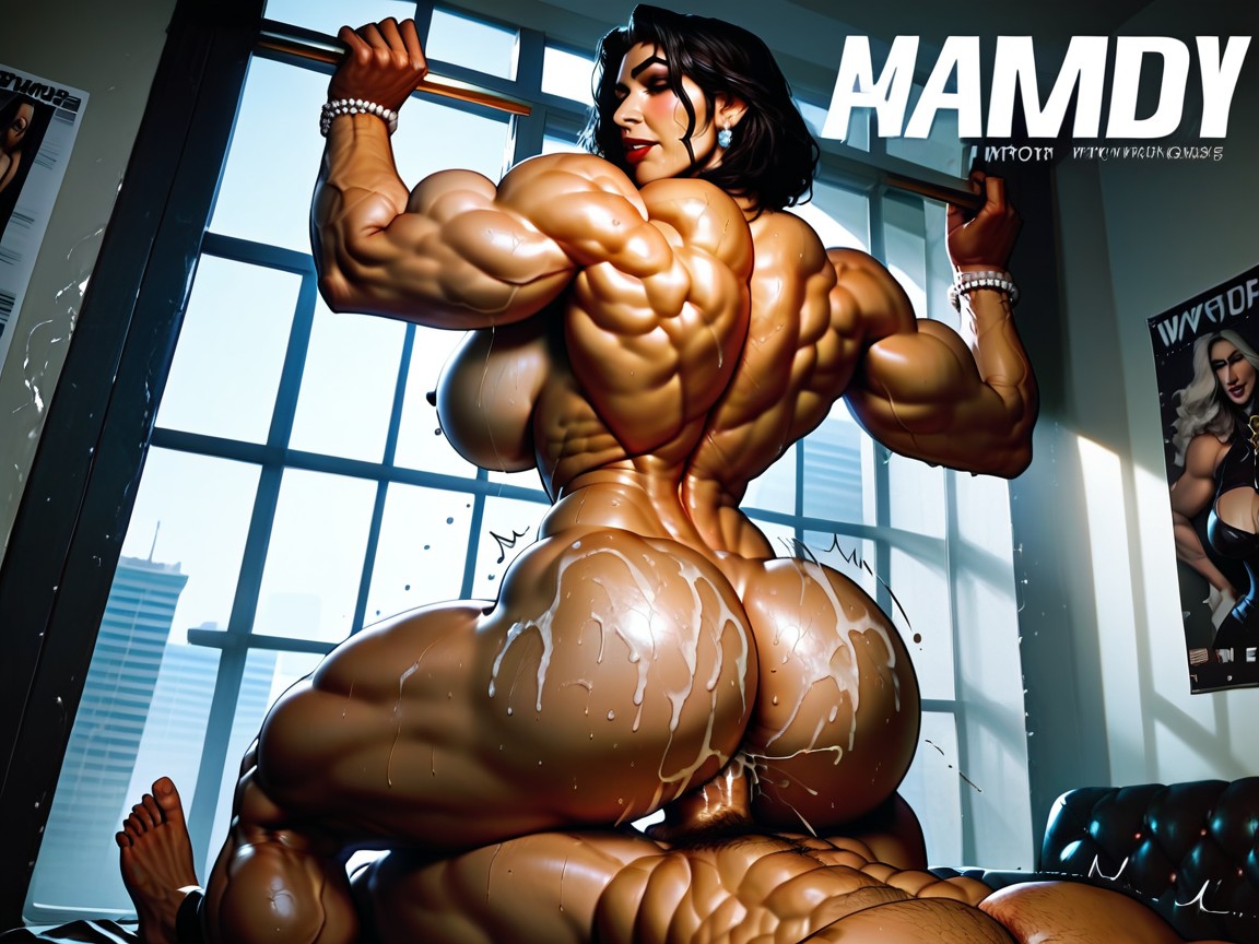 Arms Spread, Super Developed Muscle Groups, Abdominal Muscles, Damp Hair MILF AI Porn