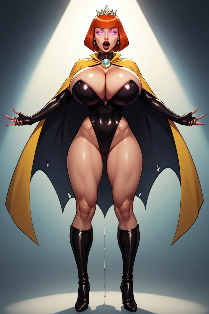 Standing In Villain's Lab, Very Lusty Evil Expression, "madeline Fenton From Danny Phantom MILF AI Porn
