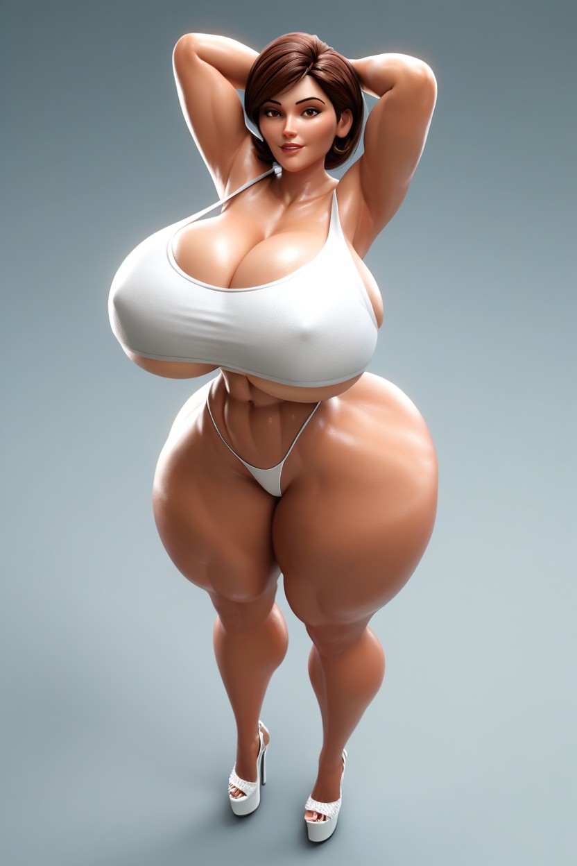 Extremely Curvy, Ginormous Ass, Top Down View MILF AI Porn
